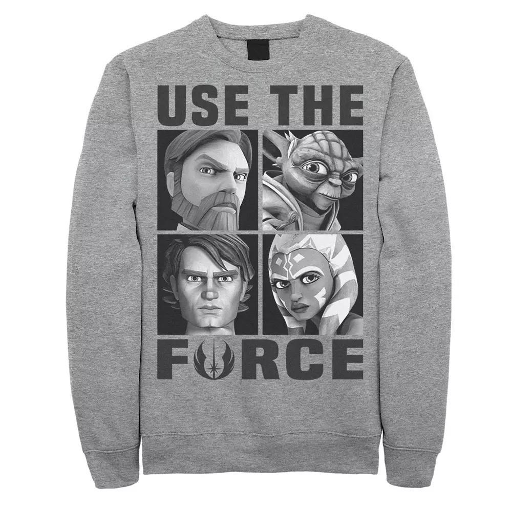 Men's Star Wars: Clone Wars Use The Force Character Box Up Sweatshirt, Size: XL, Athletic Grey Product Image