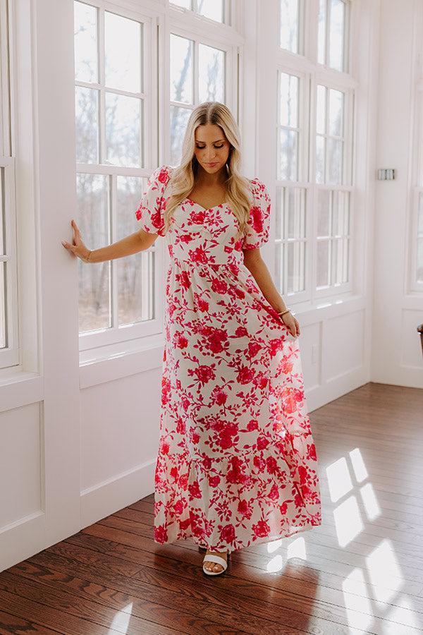 Sweet Surprise Floral Maxi Dress in Hot Pink Product Image