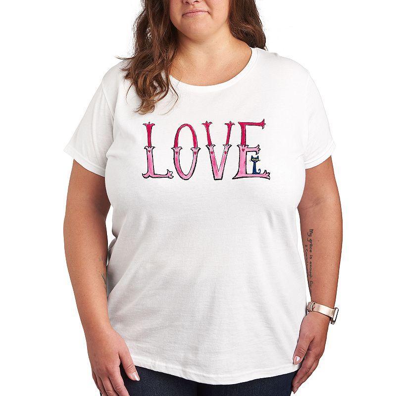 Plus Pete the Cat Big Love Graphic Tee, Women's, Size: 2XL, Heather Grey Product Image