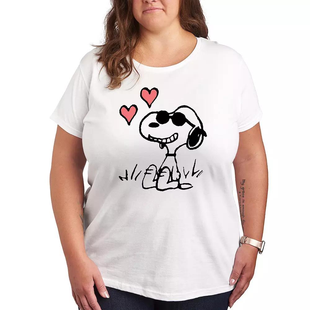 Plus Peanuts Snoopy Joe Cool Sitting Hearts Graphic Tee, Women's, Size: 4XL, White Product Image