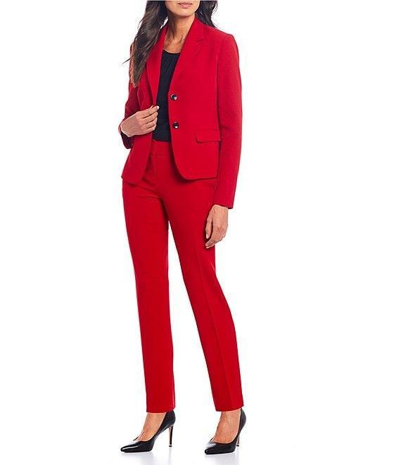 Kasper Solid Crepe Slim Pants Product Image