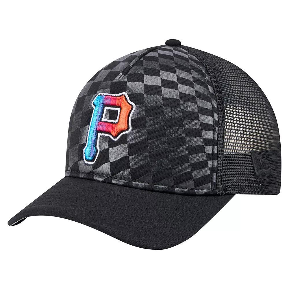 Men's New Era Black Pittsburgh Pirates Gradient 9FORTY A-Frame M-Crown Trucker Adjustable Hat Product Image