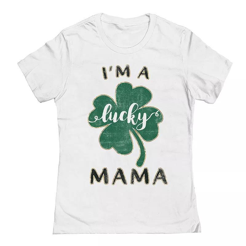 Women's Im A Lucky Mama St. Patrick's Day Graphic T-Shirt, Girl's, Size: Small, White Product Image