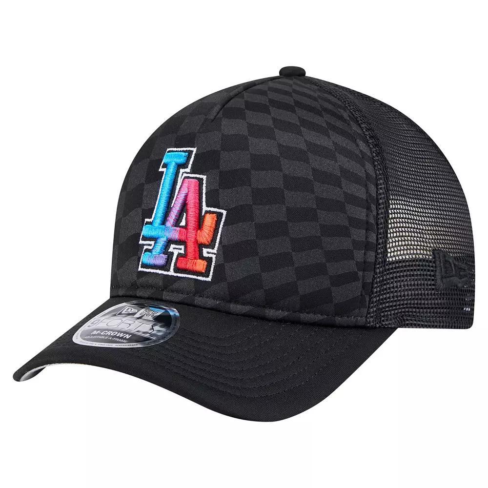 Men's New Era Black Los Angeles Dodgers Gradient 9FORTY A-Frame M-Crown Trucker Adjustable Hat Product Image