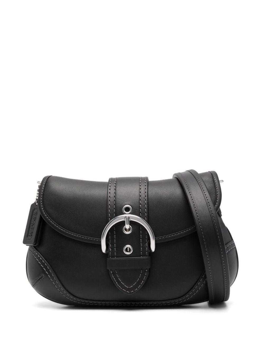 Buckle-detail Leather Shoulder Bag In Black Product Image