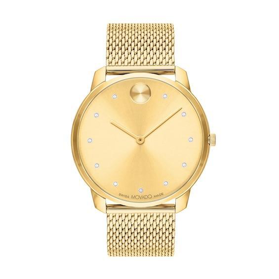 Men's Movado BoldÂ® Thin Crystal Accent Gold-Tone IP Mesh Watch with Gold-Tone Dial (Model: 3600903) Product Image