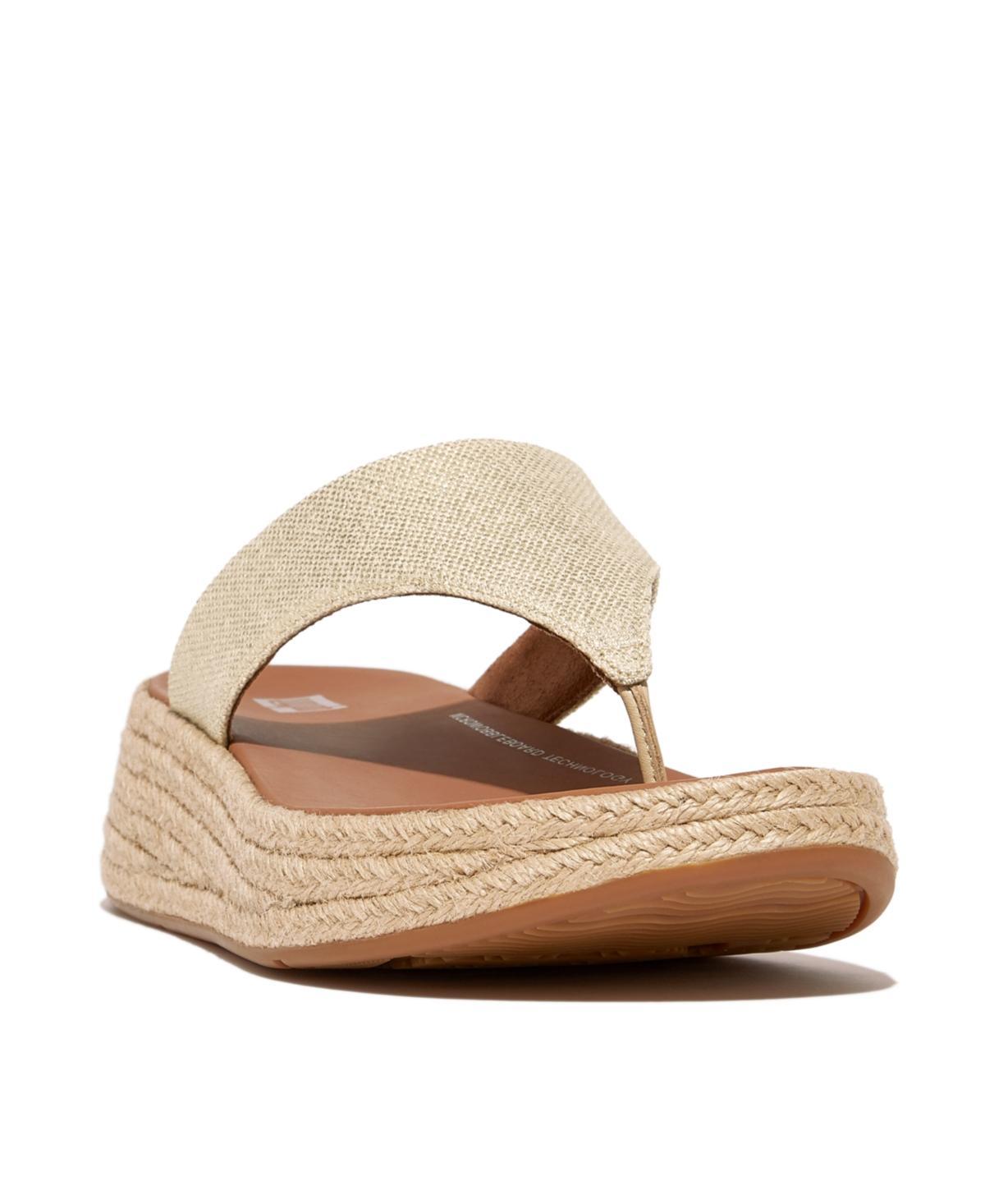 FitFlop F-Mode Espadrille Glitz-Canvas Flatform Toe-Thongs (Ivory) Women's Sandals Product Image