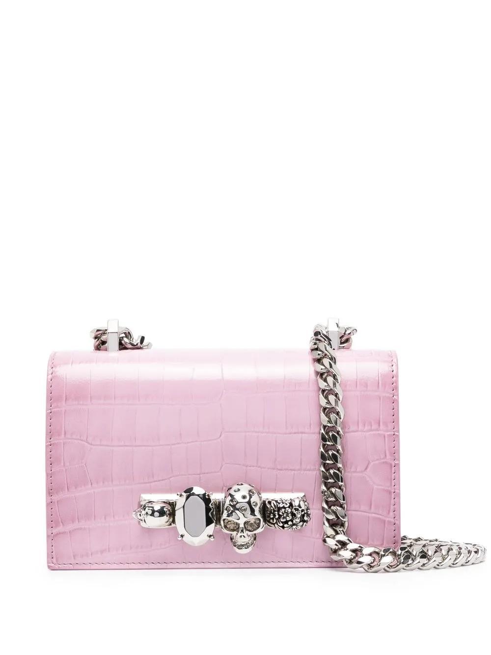 ALEXANDER MCQUEEN Four-ring Crystal-embellished Shoulder Bag In Pink Product Image