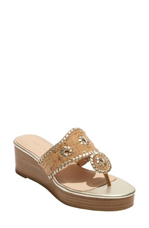 Jack Rogers Jacks Cork Platform T-Strap Thong Wedge Sandals Product Image