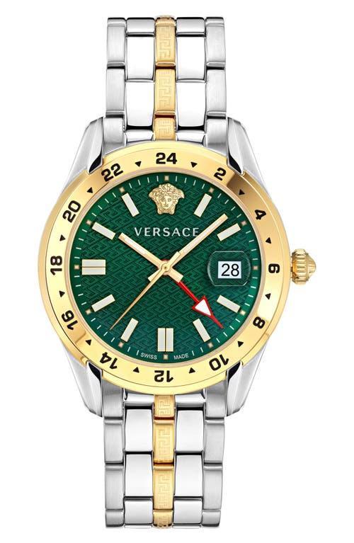 Versace Mens Greca Time GMT Quartz Analog Two Tone Stainless Steel Bracelet Watch Product Image