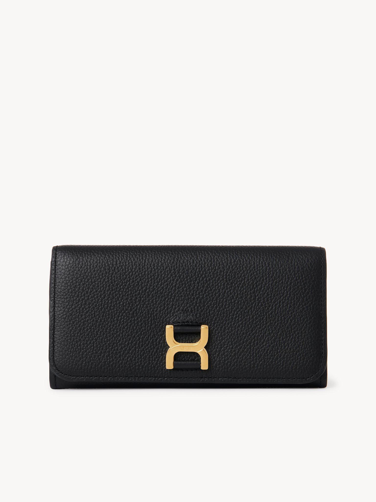 Marcie long wallet with flap in grained leather Product Image