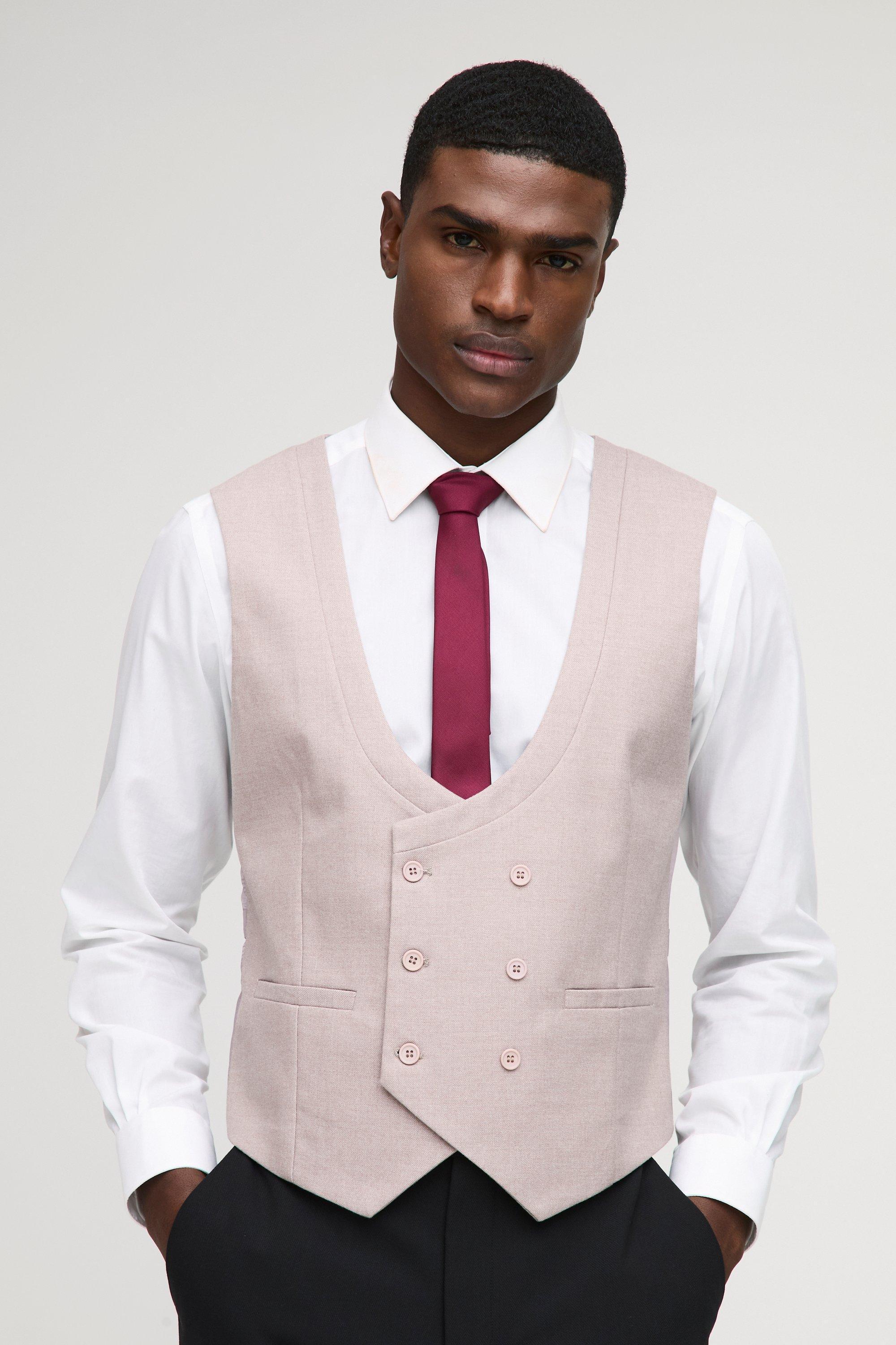 Slim Fit Textured Twill Waistcoat | boohooMAN USA Product Image