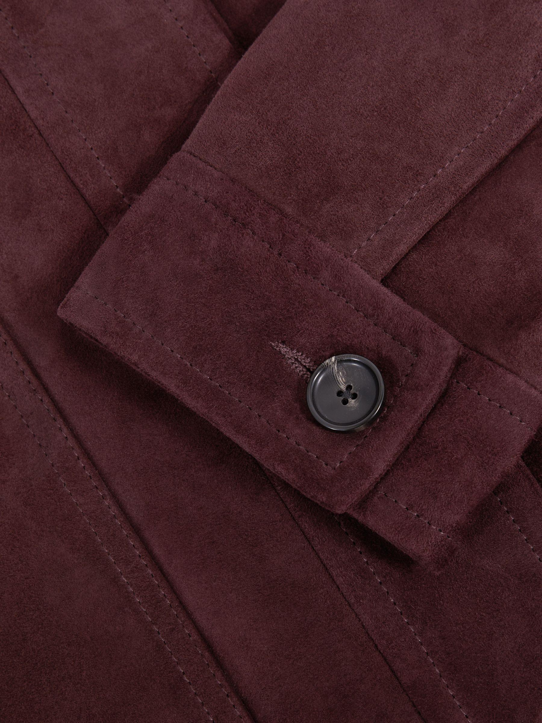 Suede Button-Through Jacket in Burgundy Product Image