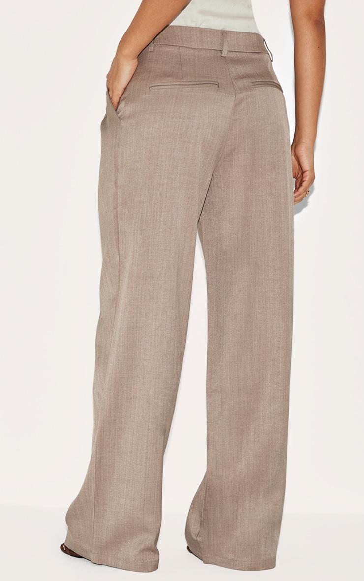 Petite Taupe Wide Leg Tailored Pants Product Image