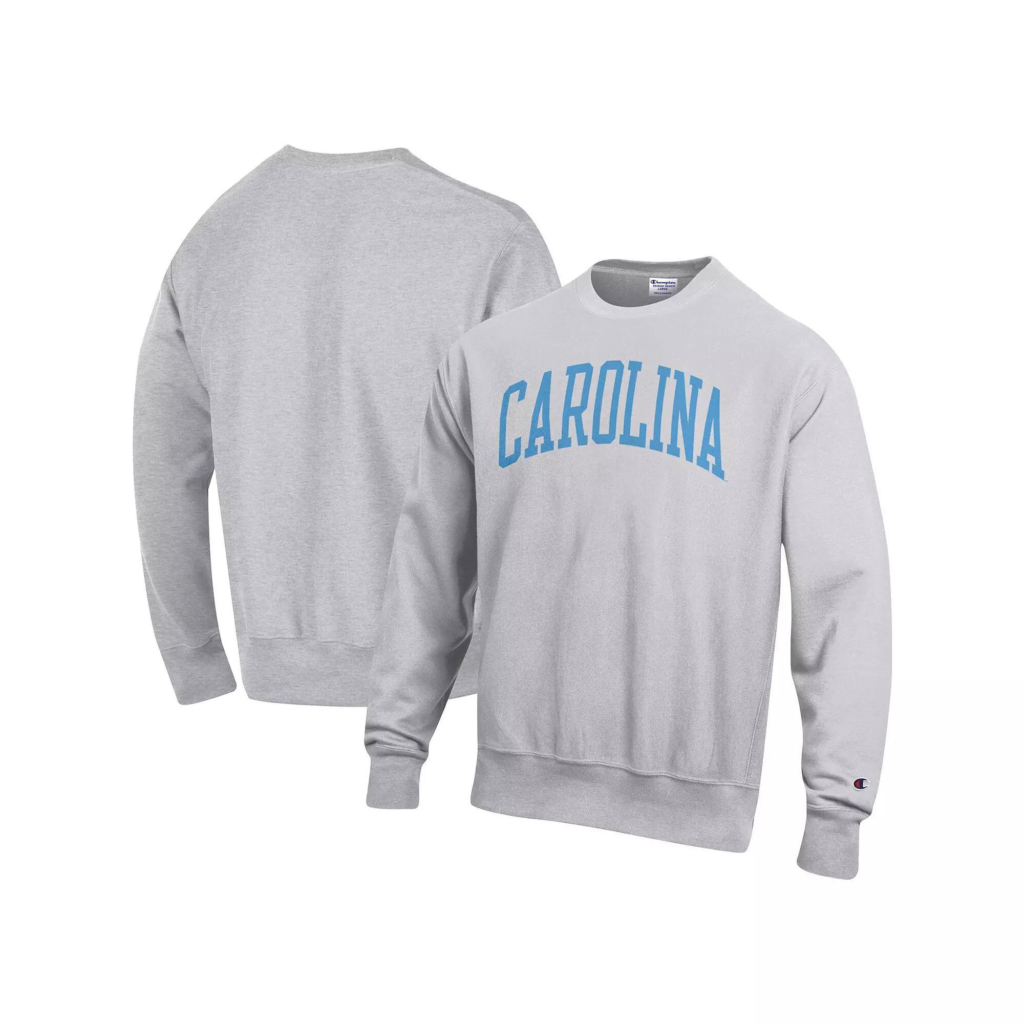 Men's Champion Heathered Gray North Carolina Tar Heels Arch Reverse Weave Pullover Sweatshirt, Size: 2XL, Grey Product Image