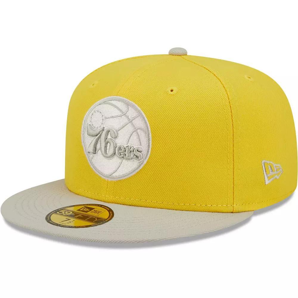 Men's New Era Yellow/Gray Philadelphia 76ers Color Pack 59FIFTY Fitted Hat,  Product Image