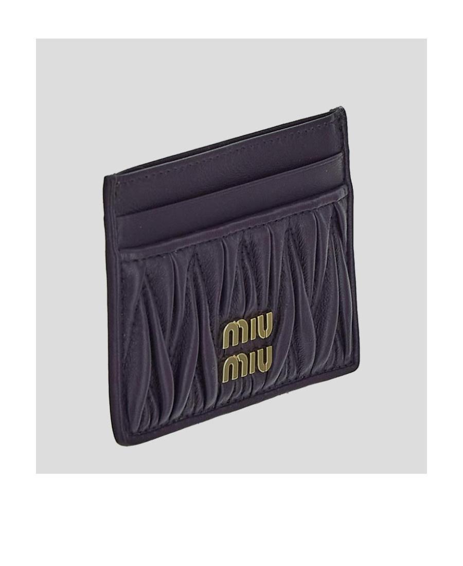 MIU MIU Logo-plaque Matelassé Cardholder In Black Product Image