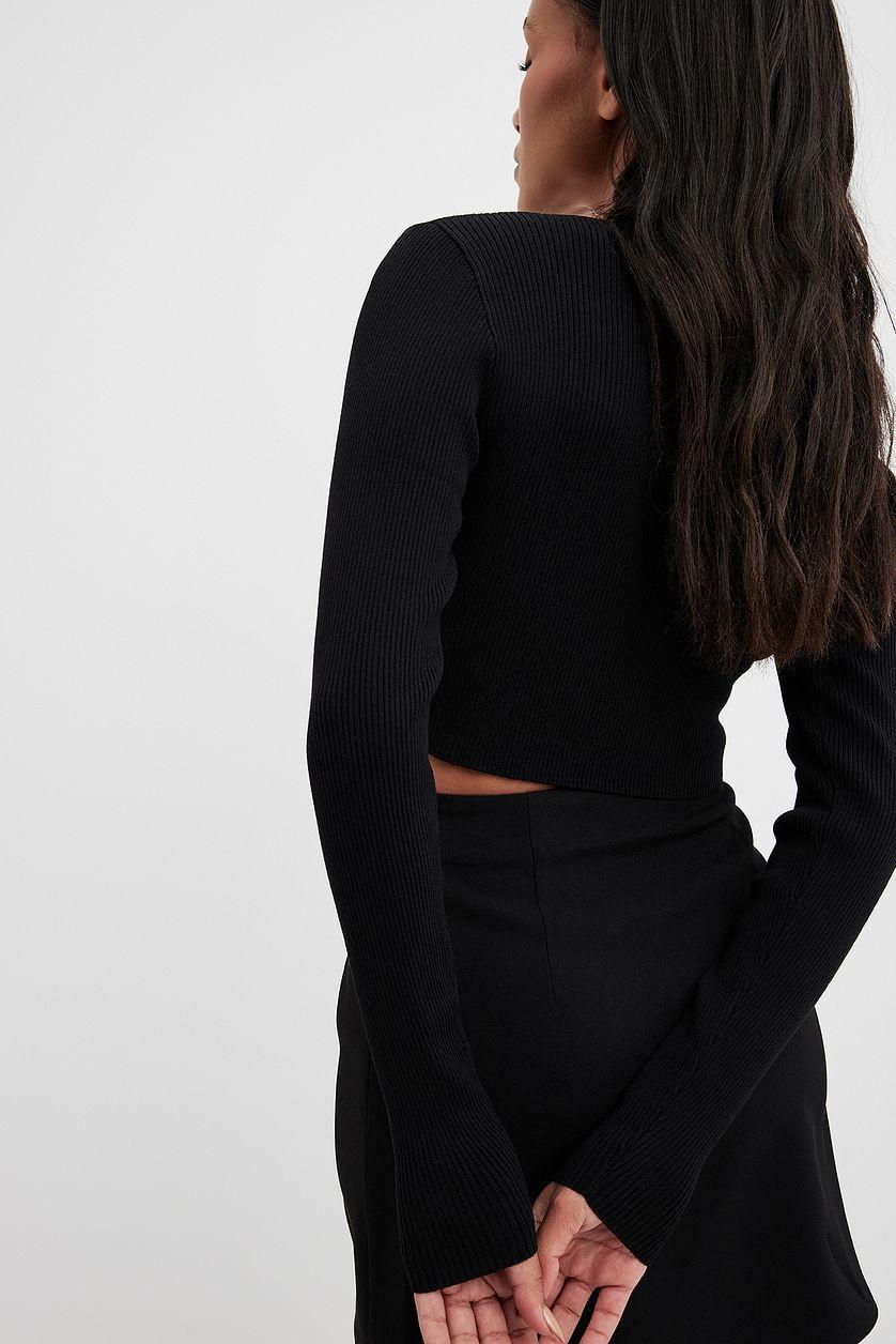 Fine Knitted Cropped Flower Detail Sweater Product Image