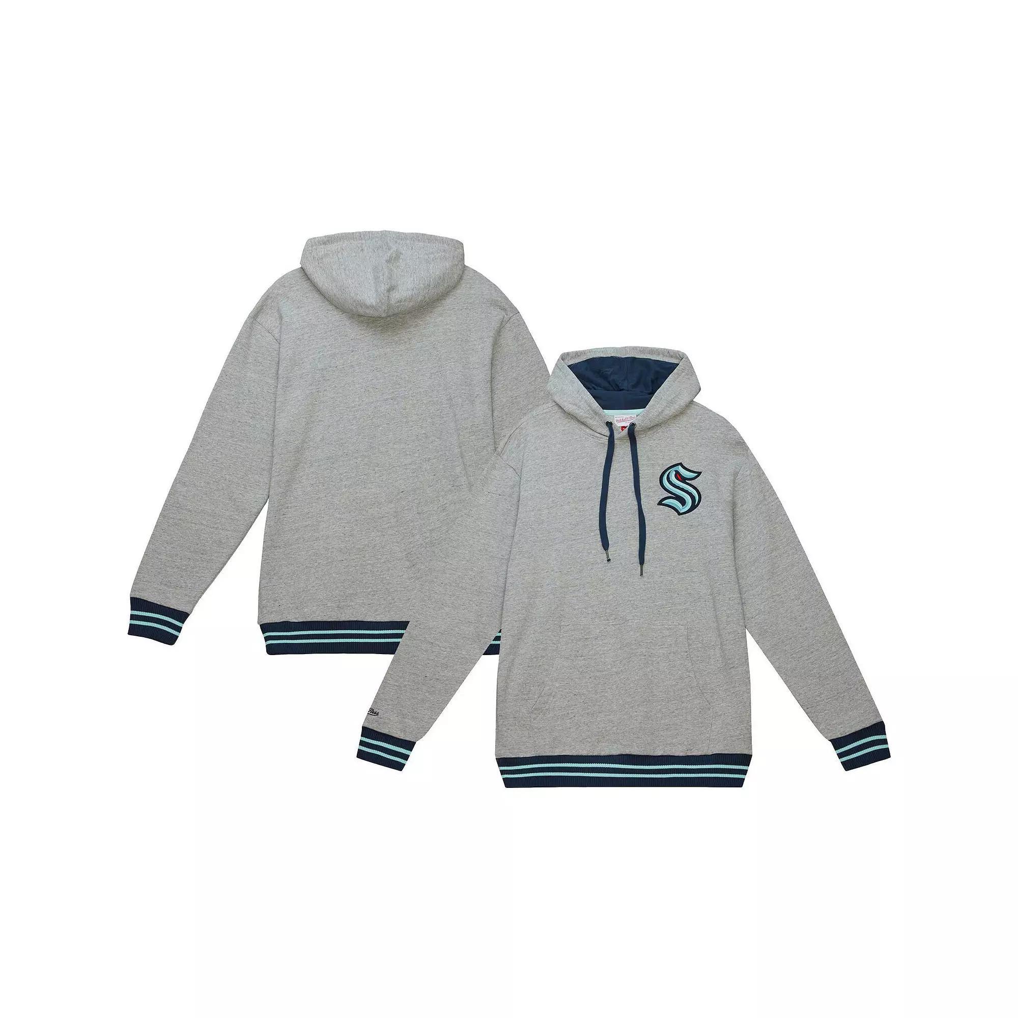 Men's Mitchell & Ness Heather Gray Seattle Kraken Classic French Terry Pullover Hoodie,  Product Image