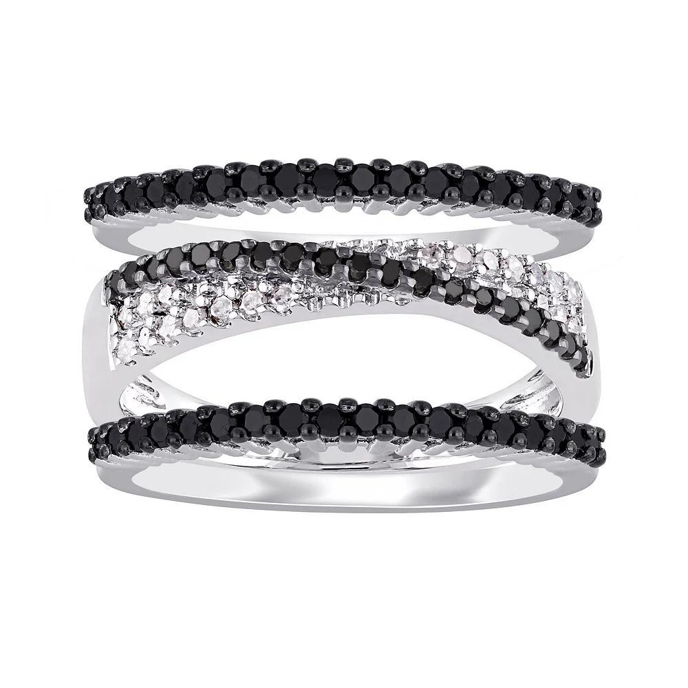 Stella Grace Sterling Silver 5/8 Carat T.W. Black & White Diamond Stack Ring Set, Women's Product Image