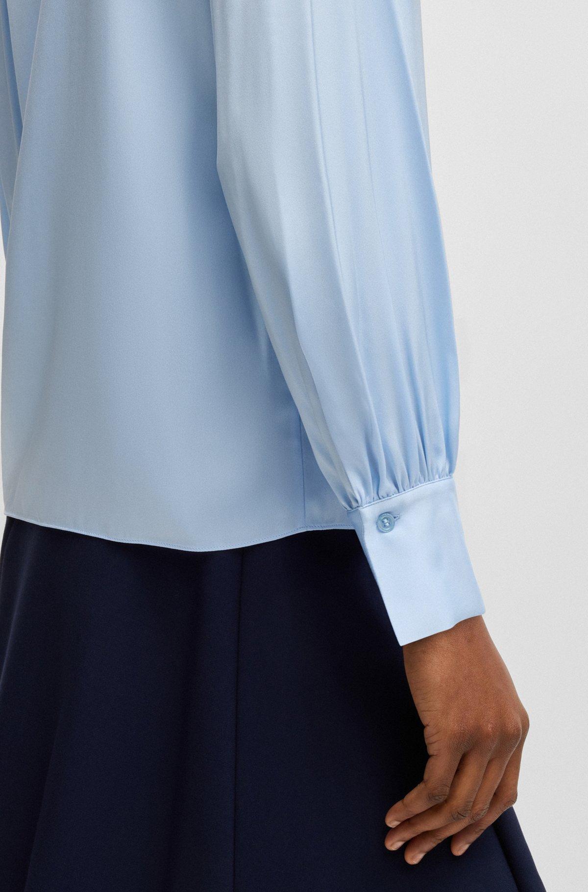 Relaxed-fit blouse in stretch silk with keyhole neckline Product Image