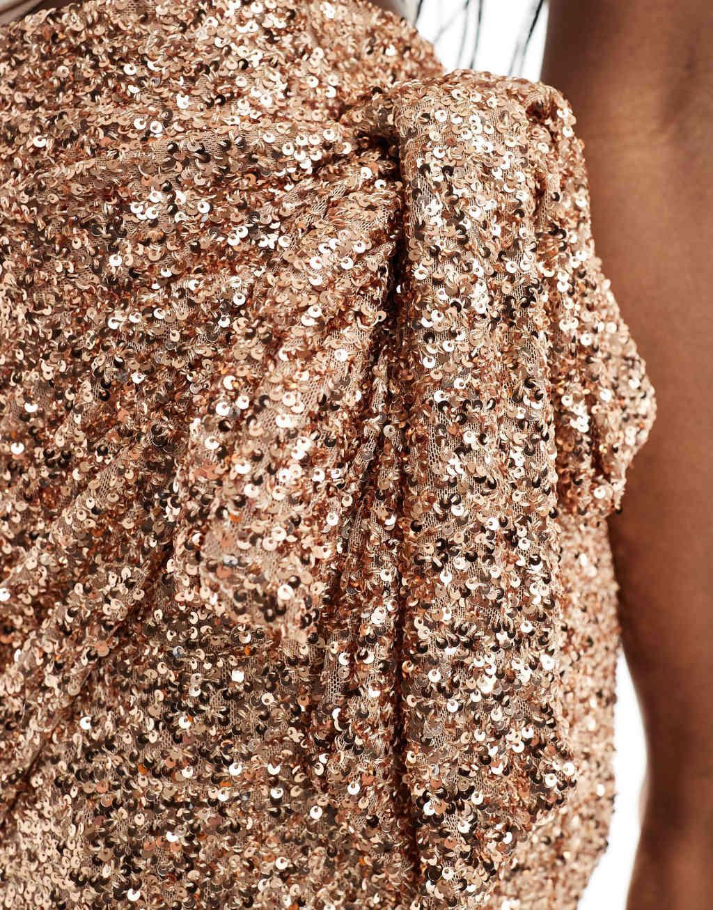 Never Fully Dressed Jaspre sequin mini skirt in gold Product Image