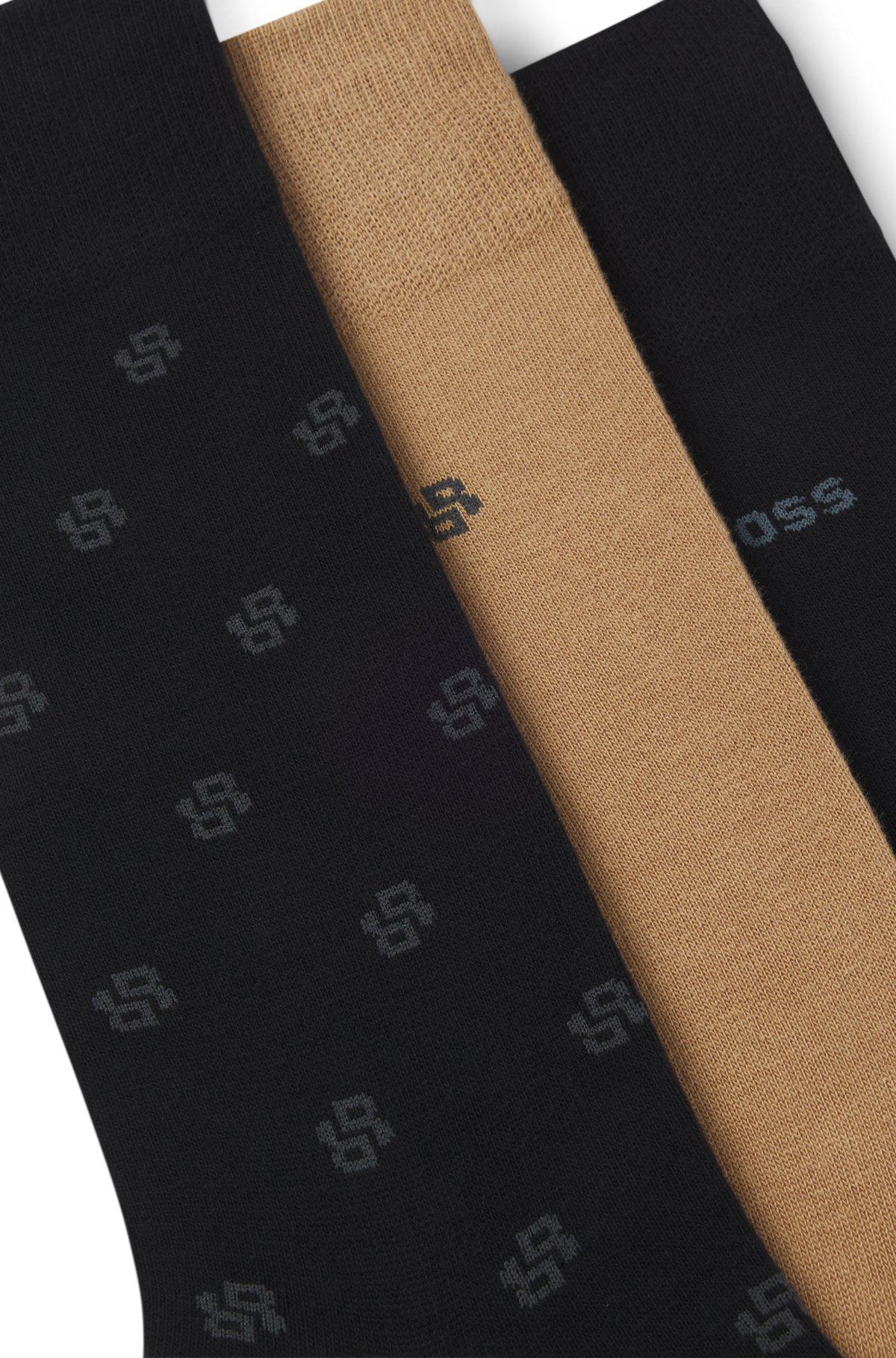 BOSS - Three-pack of regular-length socks in a cotton blend - Patterned Product Image