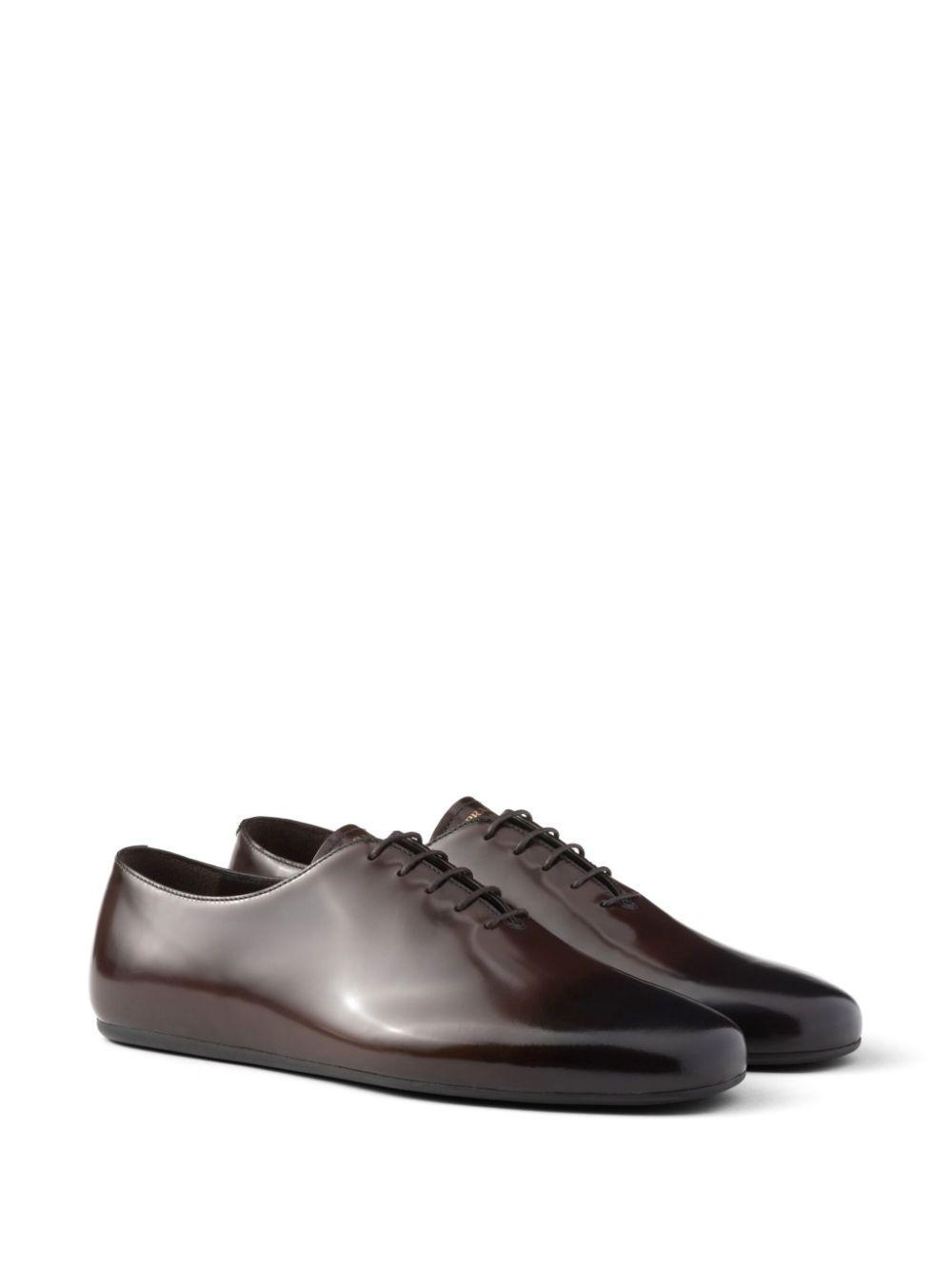 PRADA Brushed Leather Lace-ups In Brown Product Image