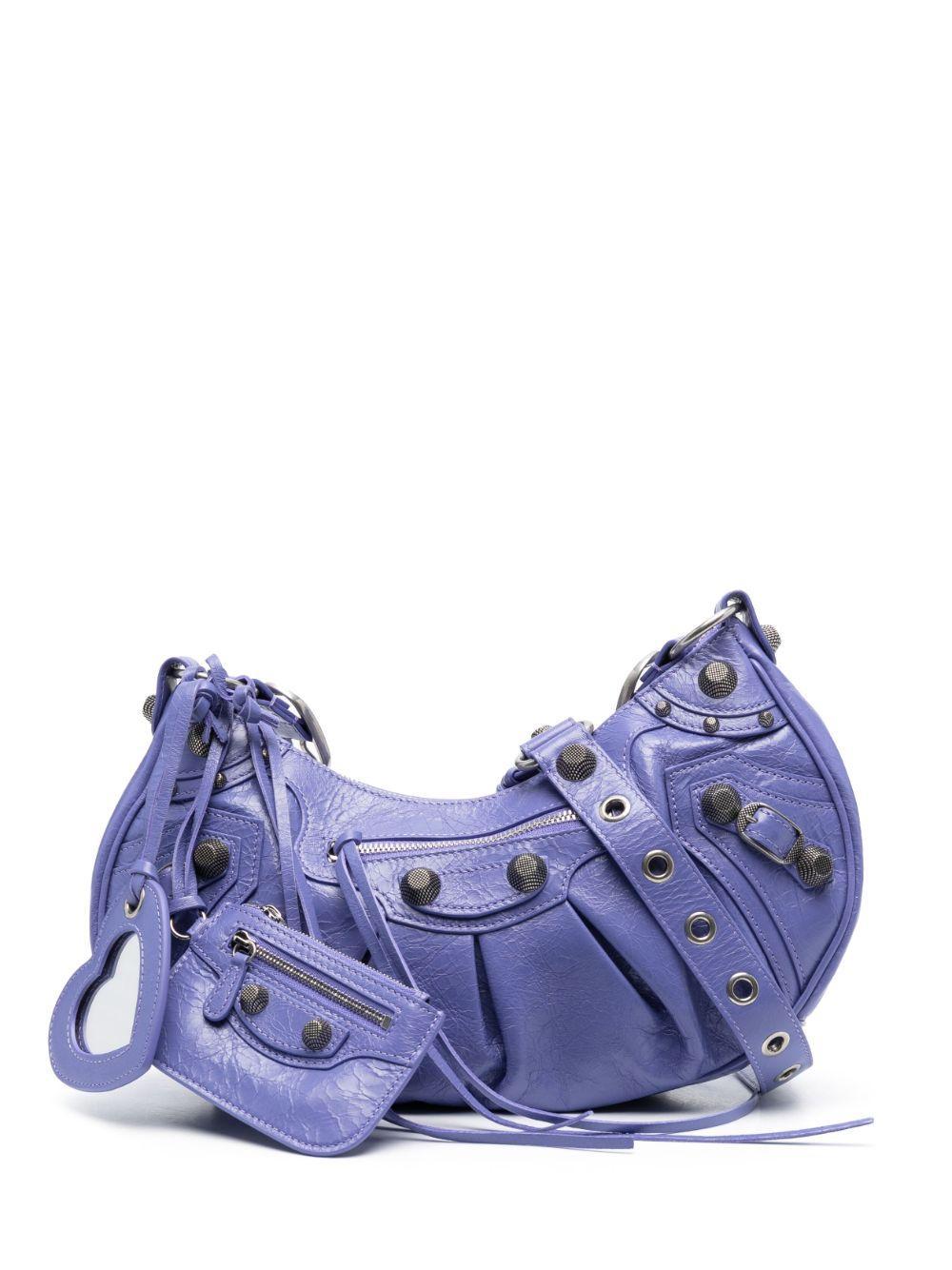 BALENCIAGA Le Cagole S Leather Shoulder Bag In Purple Product Image