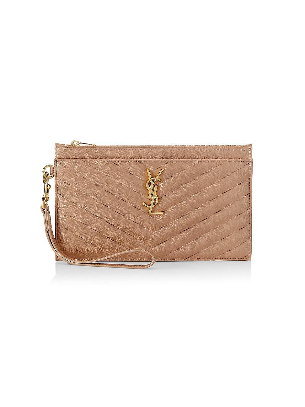 Saint Laurent Monogram Quilted Leather Wallet Clutch Product Image