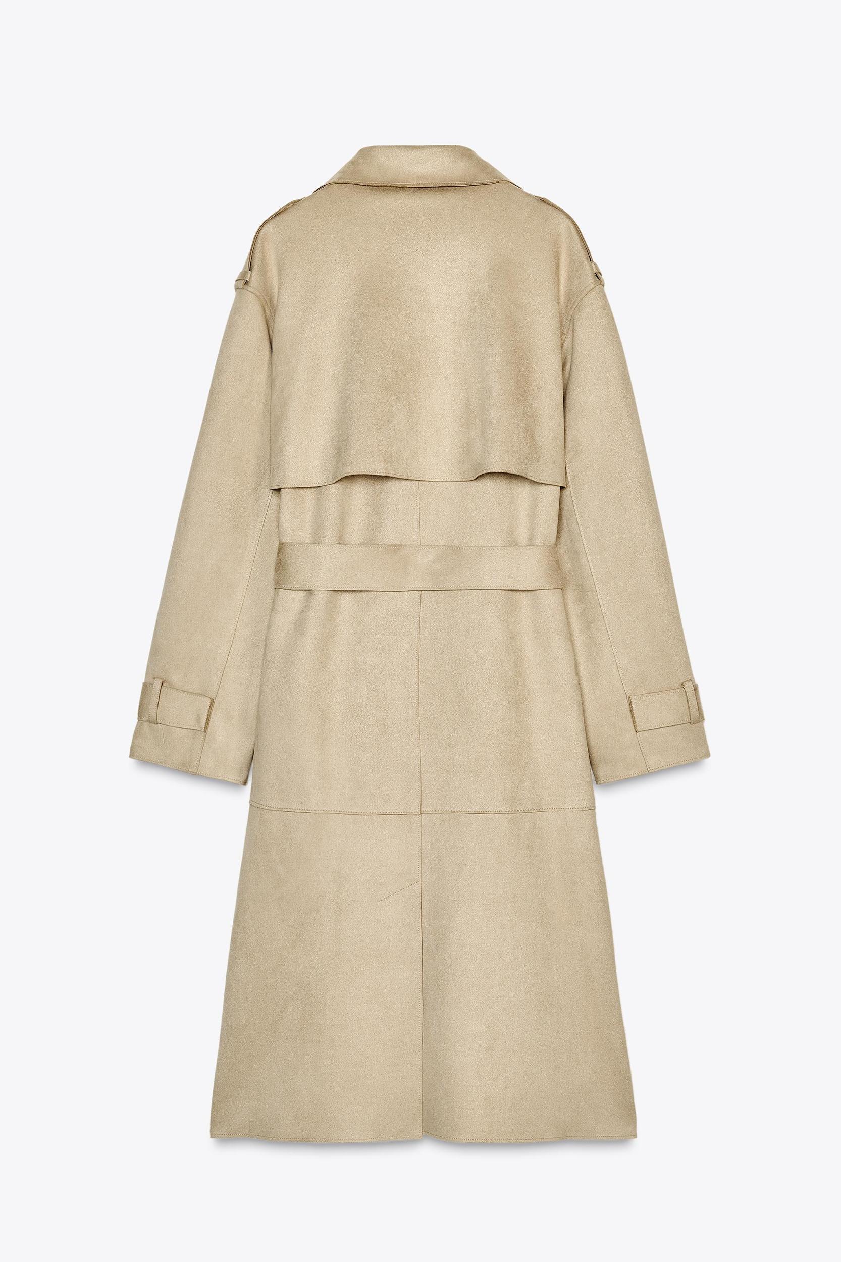 FAUX SUEDE MIDI TRENCH COAT Product Image