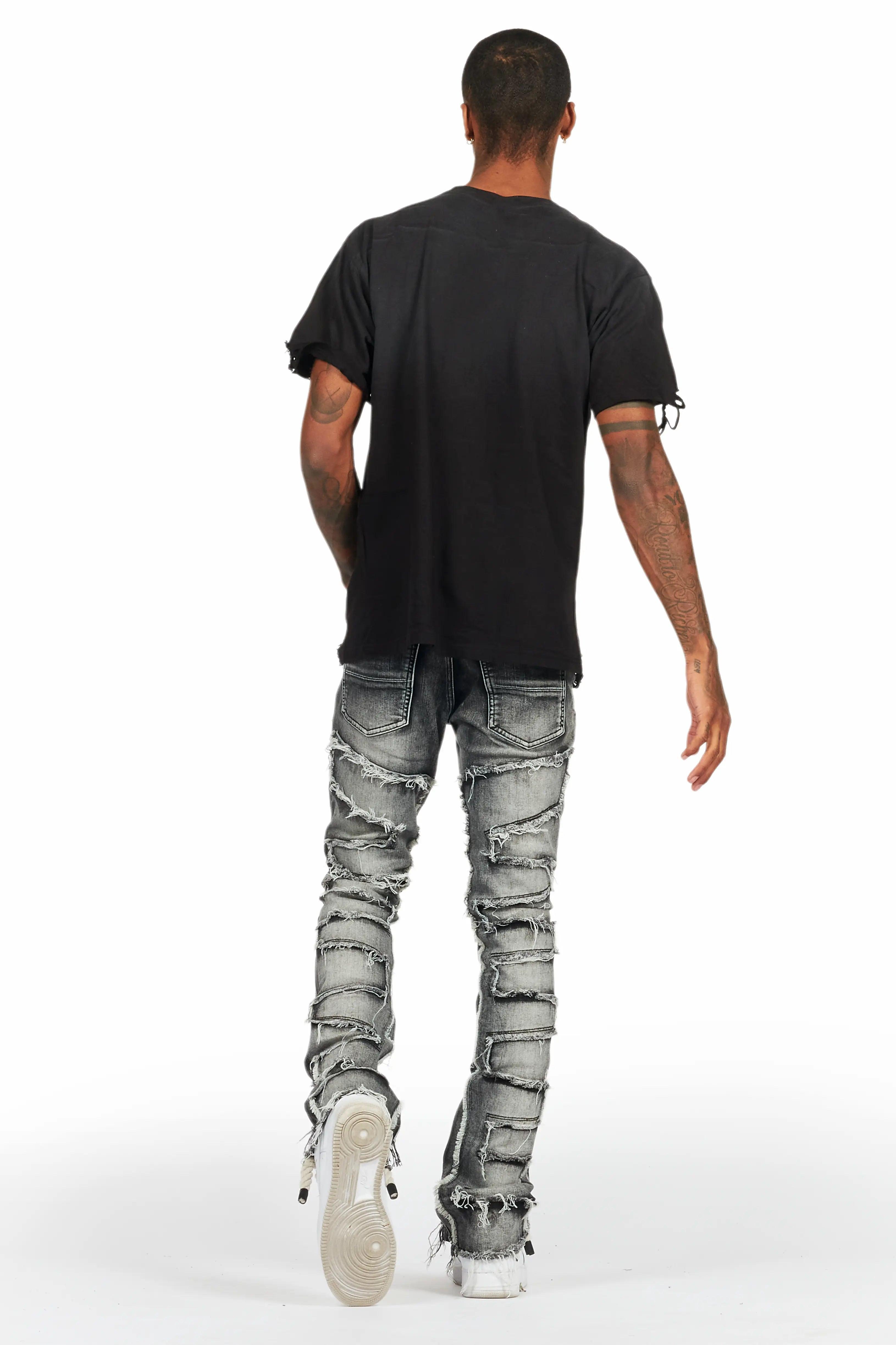 Shake Light Grey Stacked Flare Jean Male Product Image