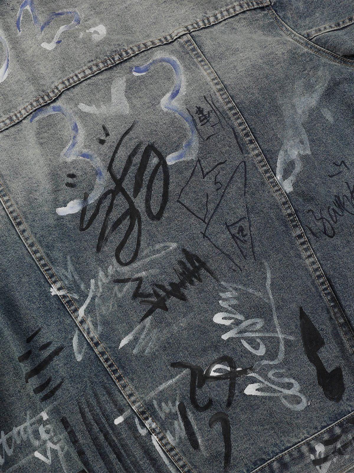 Aelfric Eden Graffiti Washed Denim Jacket Product Image