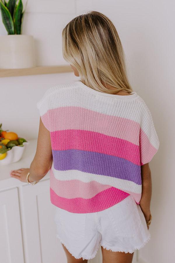 Sun-Kissed Shores Knit Top in Pink Product Image