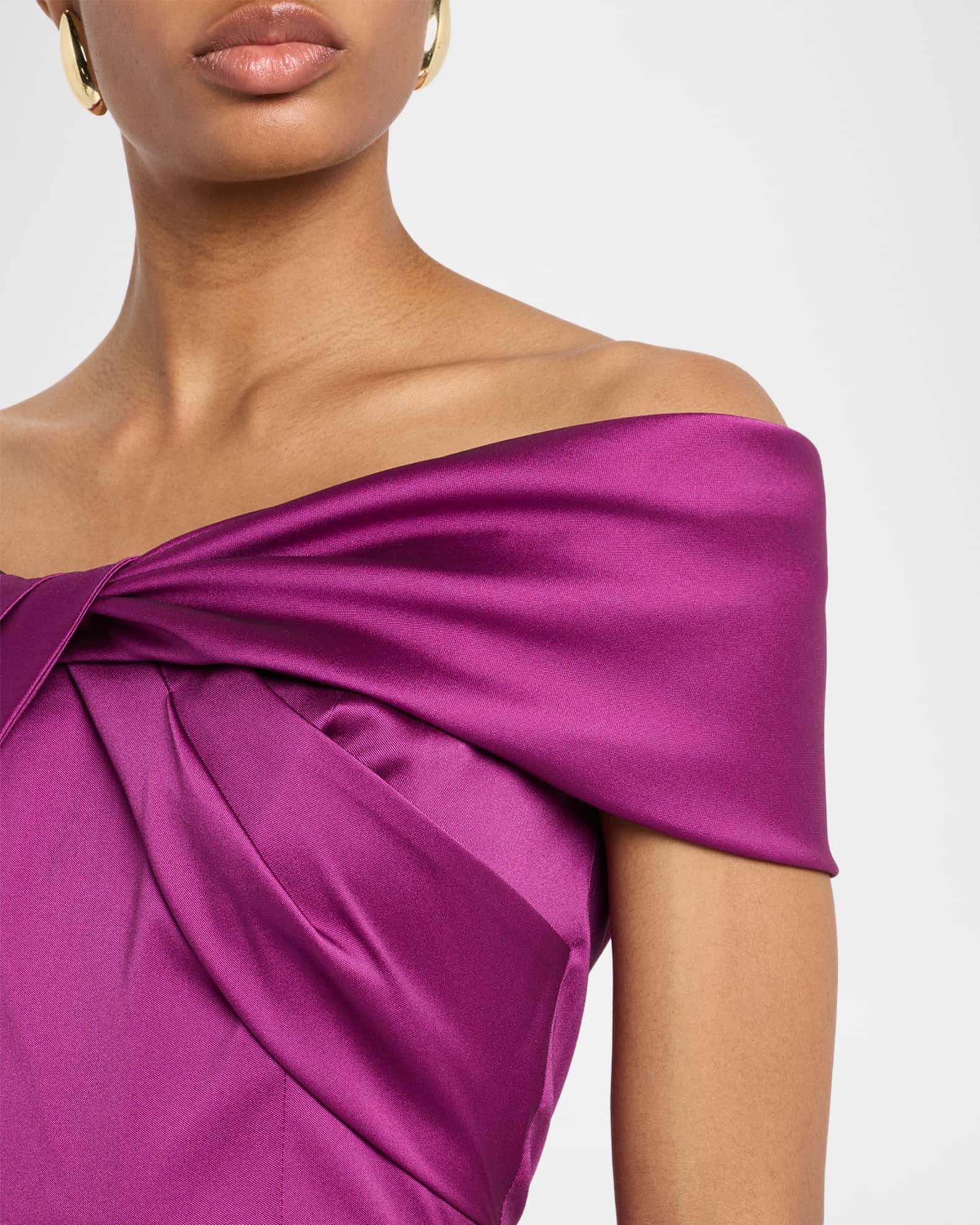 Off-Shoulder Stretch Mikado Gown Product Image