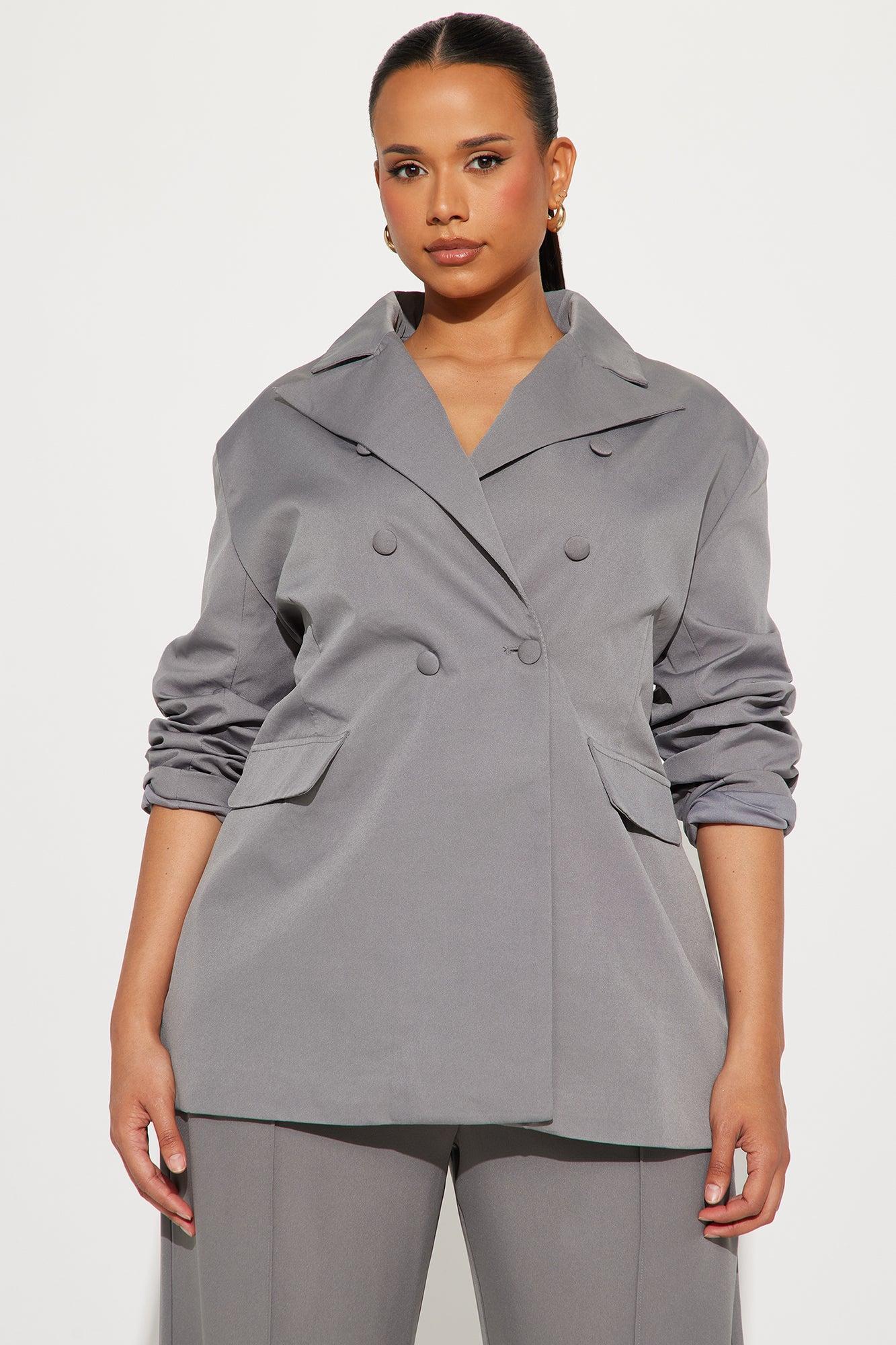 Office Behavior Oversized Blazer - Charcoal Product Image