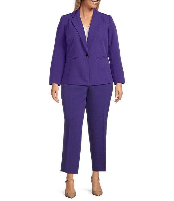 Kasper Plus Size Crepe Fly Front Slim Leg Pants Product Image
