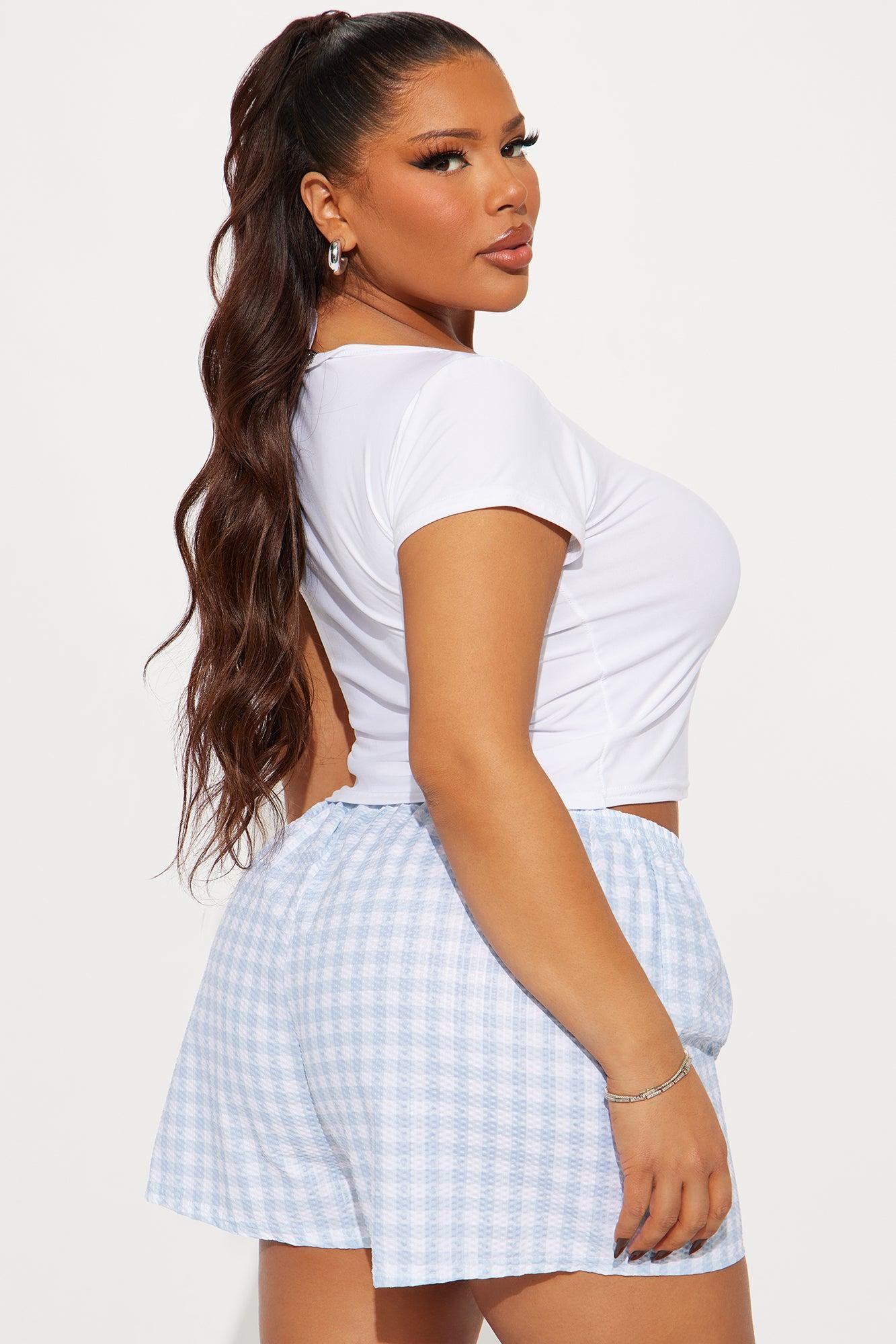 Cutest Dreams Poplin PJ Short Set - Light Blue Product Image