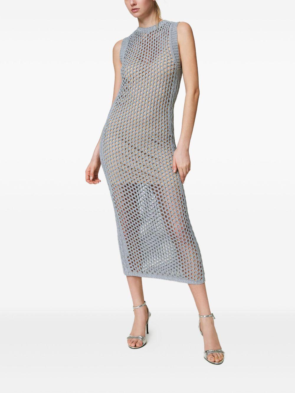 Long Lurex-mesh midi dress Product Image