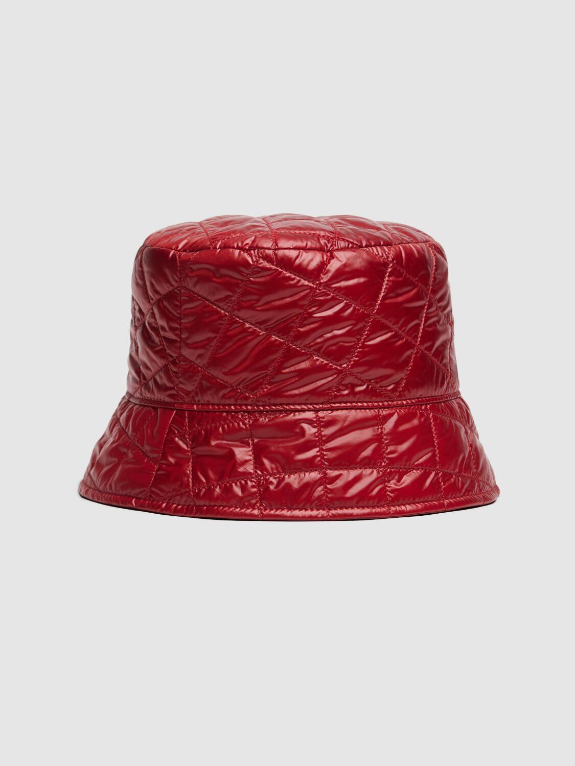 MONCLER Diamond Quilted Nylon Bucket Hat In Red Product Image