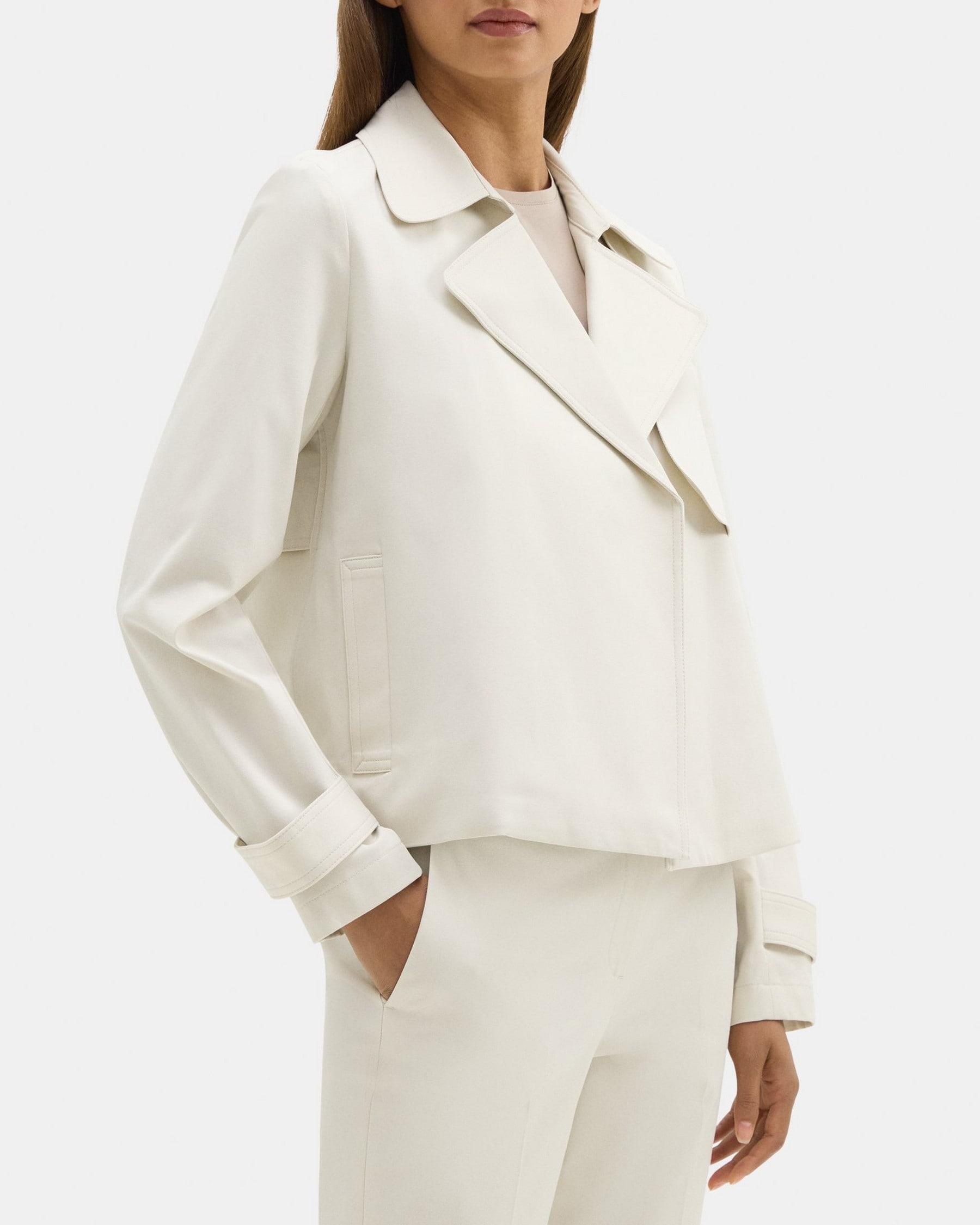 Cropped Coat in Cotton-Blend Twill Product Image