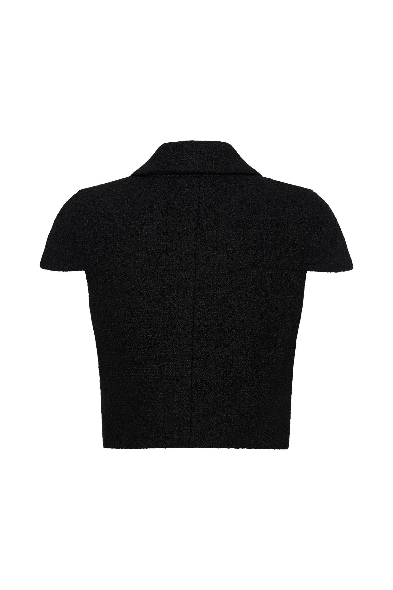 Parisa Boucle Button Up Top - Black Product Image