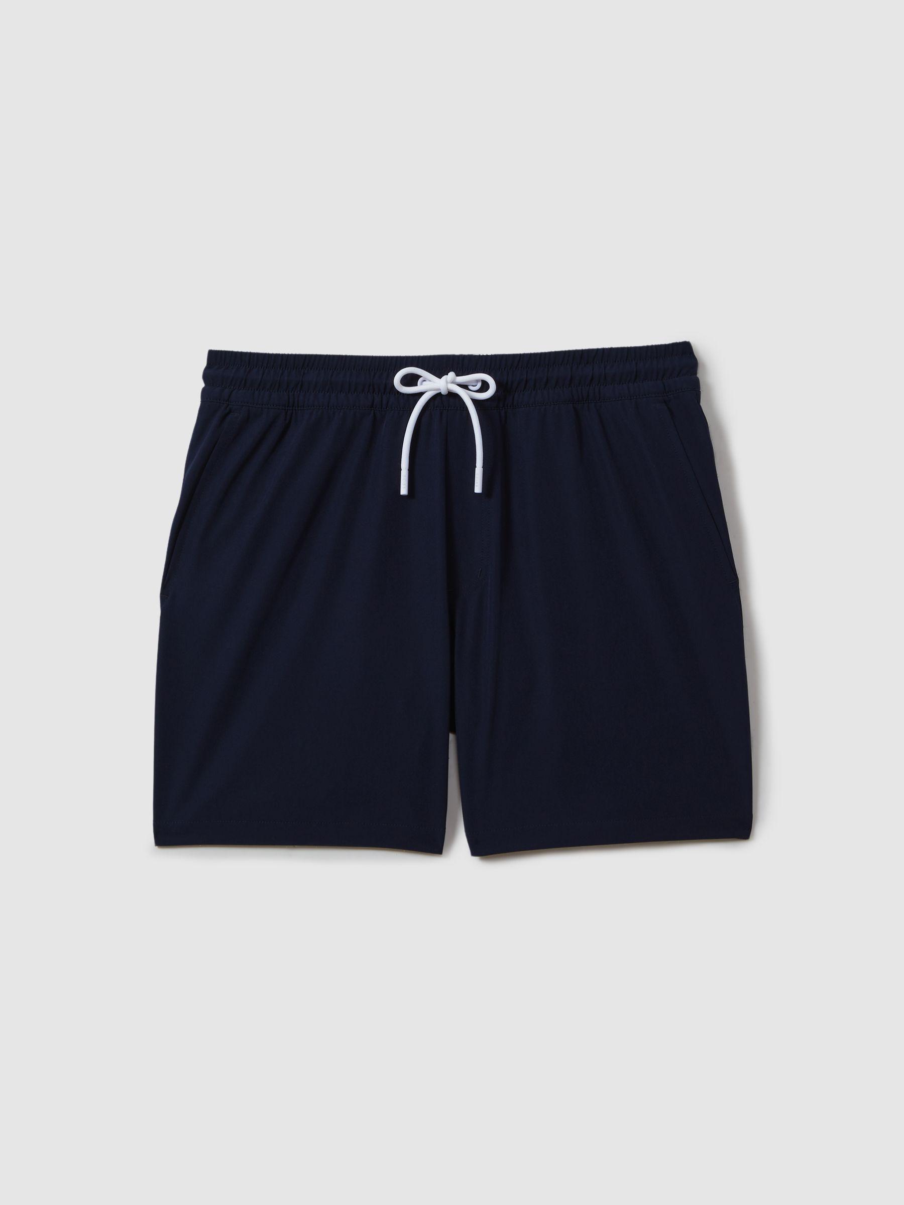 Plain Drawstring Waist Swim Shorts in Navy Product Image