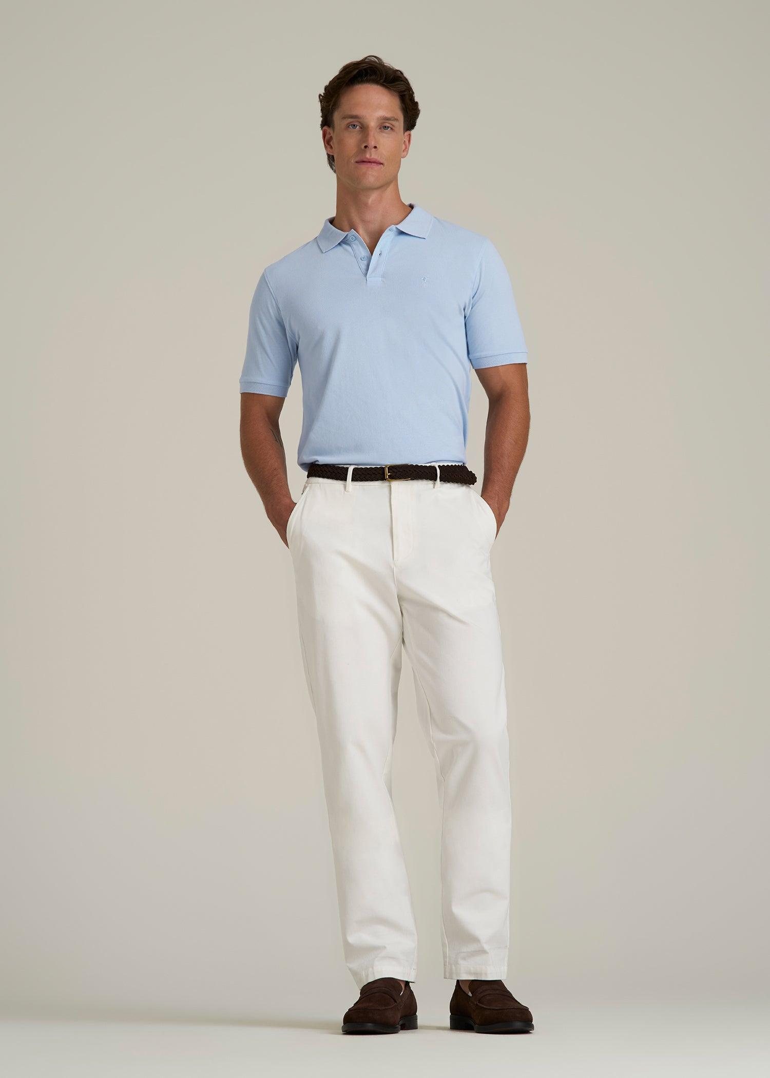 Classic Polo with Embroidered Logo for Tall Men in Ice Blue Male Product Image