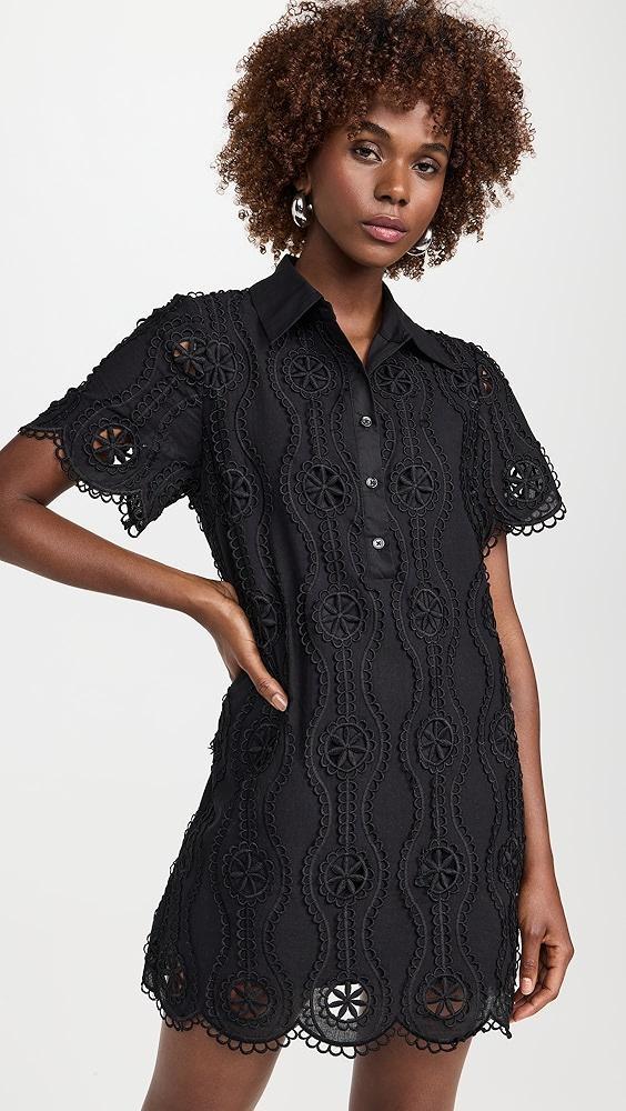 English Factory Scallop Embroidered Cotton Mini Shirt Dress | Shopbop Product Image