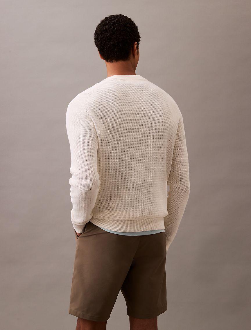 Smooth Cotton Waffle Crewneck Sweater Product Image