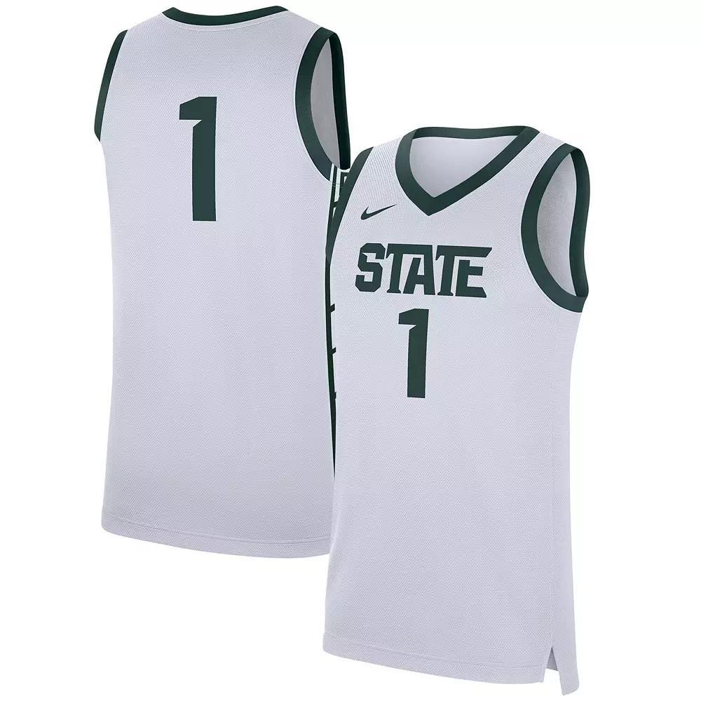 Men's Nike #1 White Michigan State Spartans Replica Jersey,  Product Image