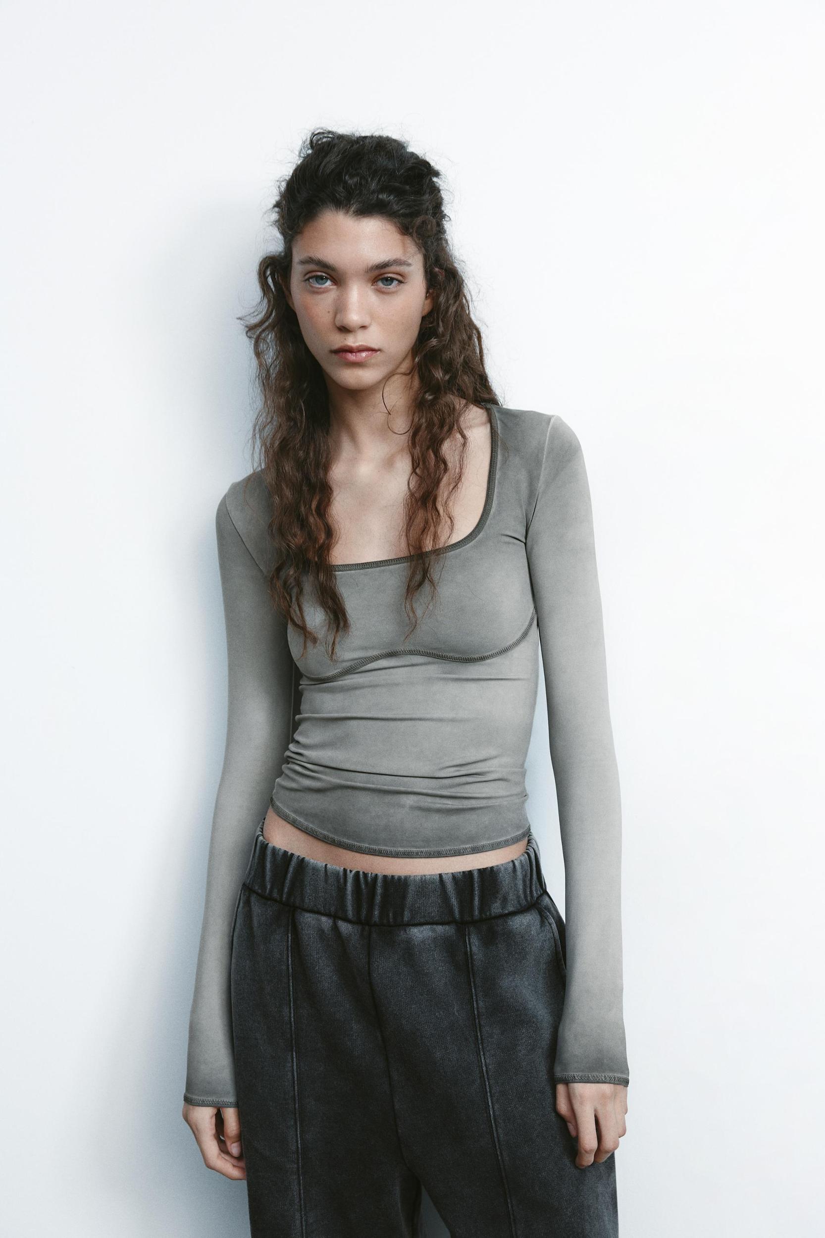 WASHED EFFECT POLYAMIDE T-SHIRT Product Image