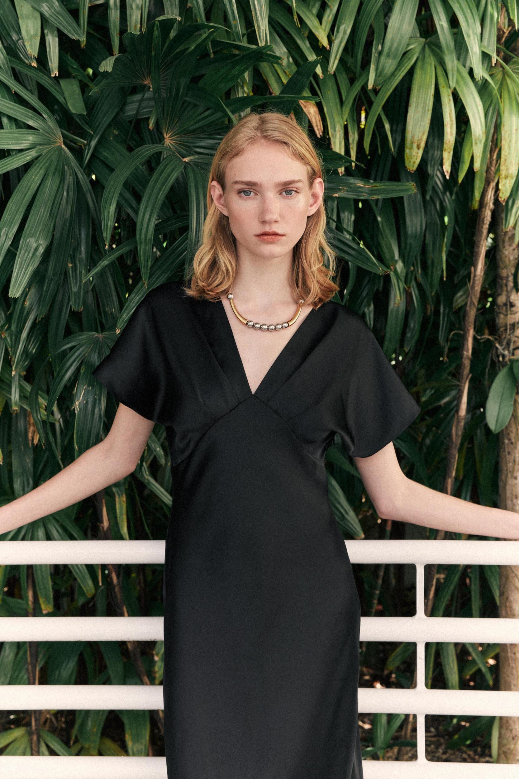 SATIN EFFECT MIDI DRESS Product Image