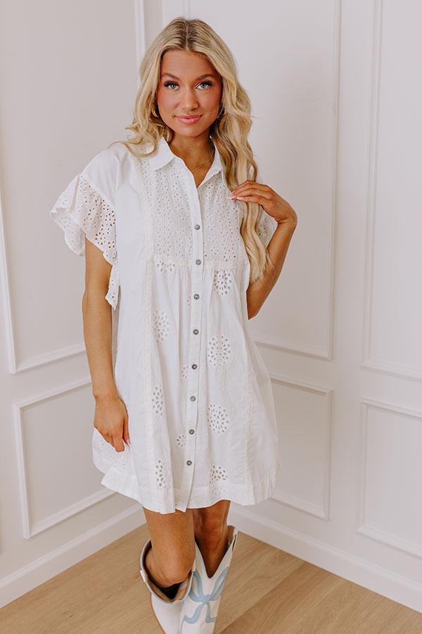 Brunch Ready Eyelet Mini Dress in White Product Image